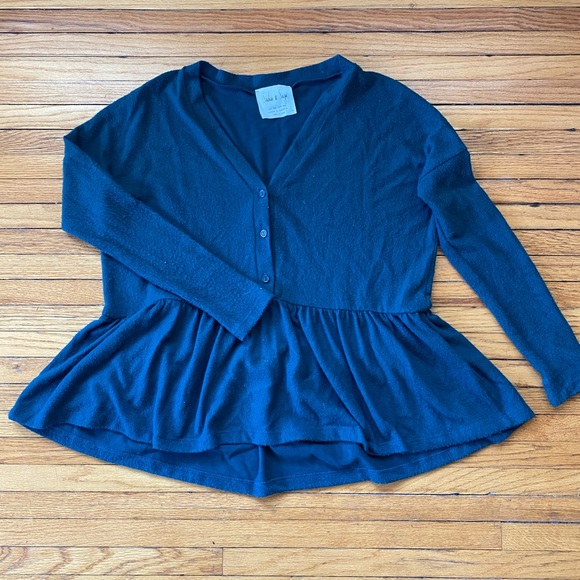 Sadie & Sage Dark Teal Peplum Top - Picture 1 of 3